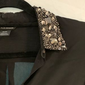Black silk blouse with beaded collar